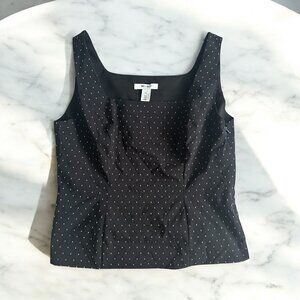 WHBM White House Black Market Black Polka Dot Tank Top Size 12